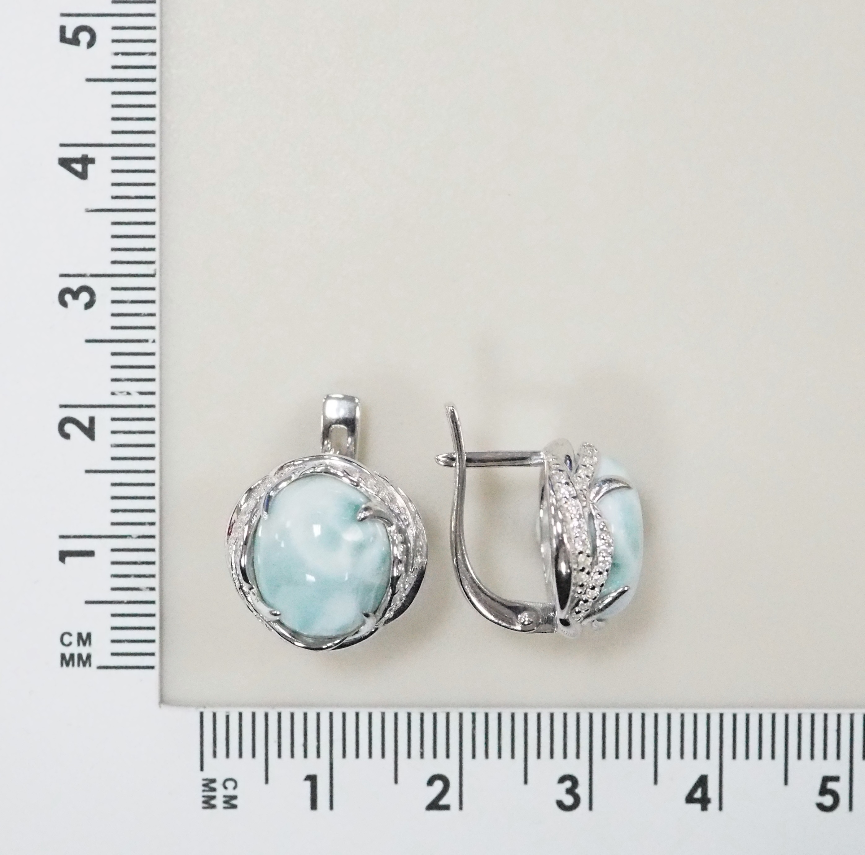 Серебряные серьги с ларимарами